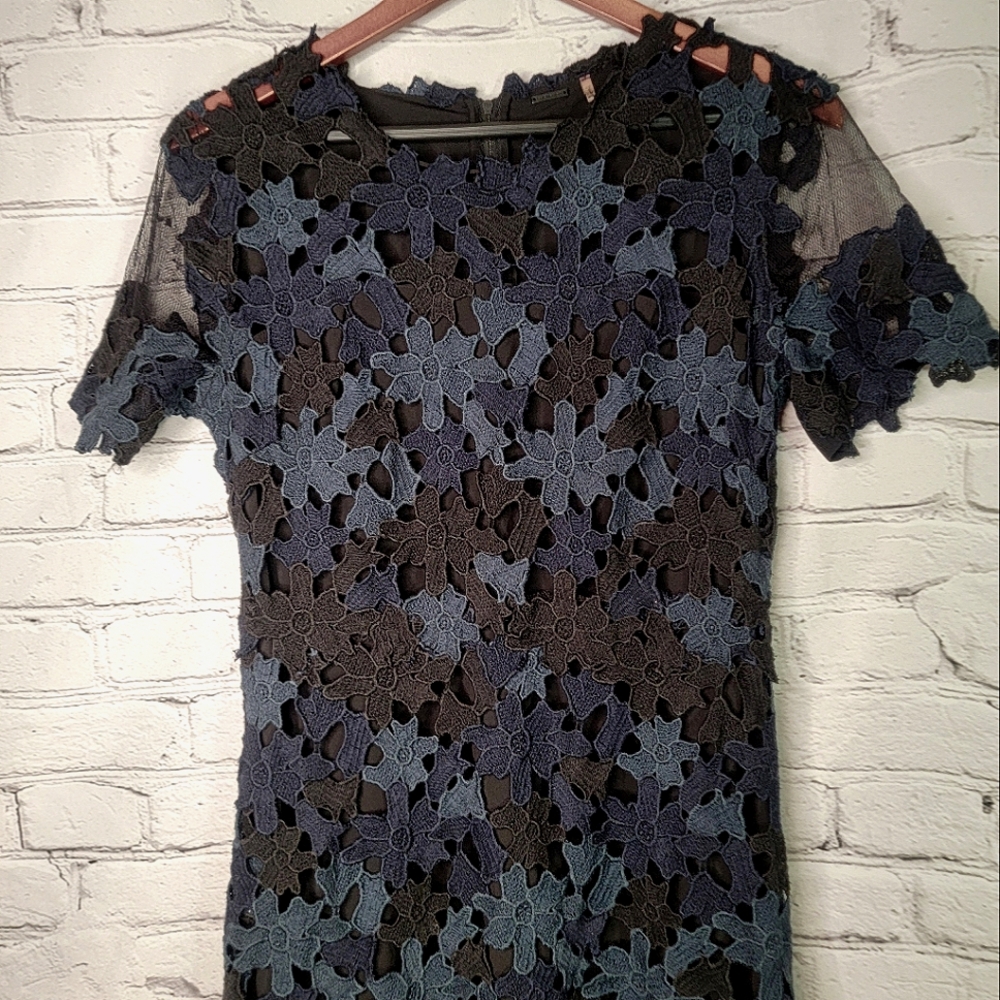 Elie Tahari Ophelia black navy Lace Dress- Sz 10 Like New - Picture 9 of 13